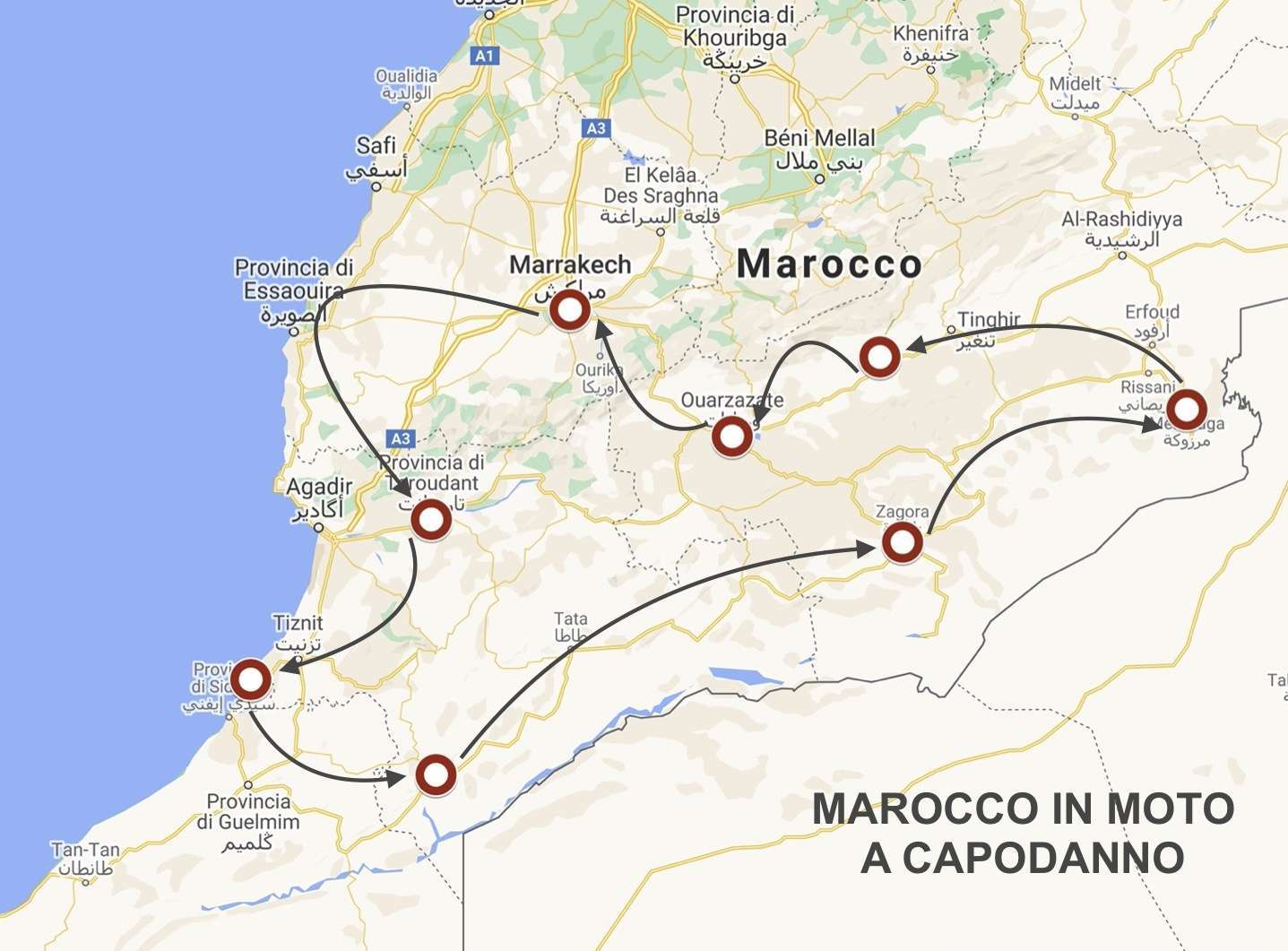 Mappa Marocco a Capodanno