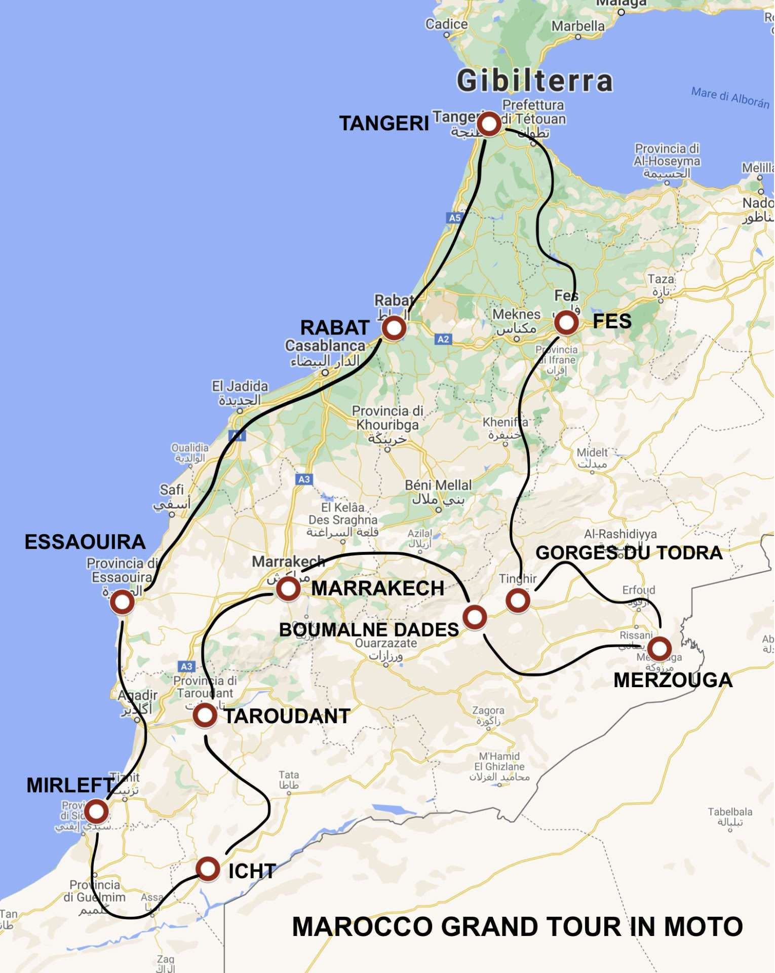 Mappa Marocco Grand Tour