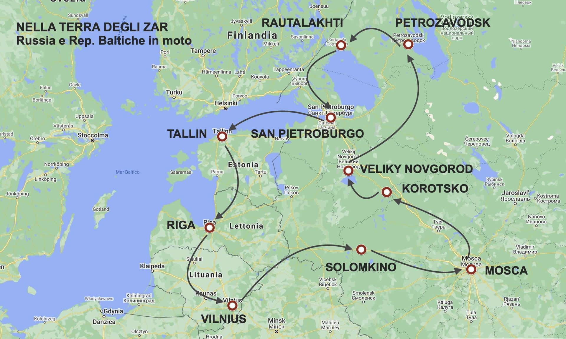 Russia in moto mappa