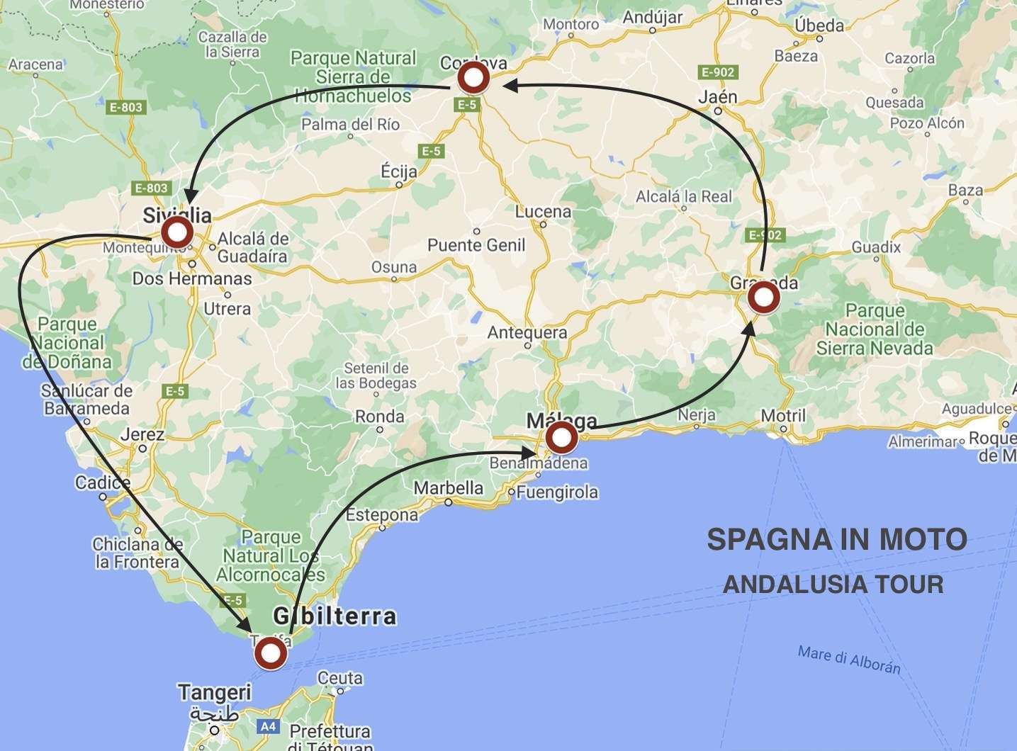 Spagna in moto mappa